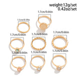 8Pcs/Set Elegant Round Crystal Rings for Lady