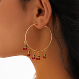 Cute Mushroom & Cherry Forest Holiday Hoop Earrings for Women