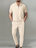 Men's Holiday Short Sleeve Lapel Shirt + Sweatpants Sets