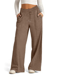 Solid Color Wide Leg Sporty Trousers for Ladies