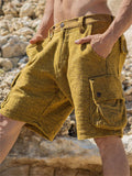 Men's Summer Multi-pocket Yellow Cargo Shorts