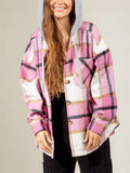 Autumn Winter Stylish Hooded Plaid Coats for Ladies