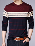 Male Casual Striped Round Neck Knitting Sweater