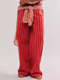 Low-rise Striped Drawstring Pants for Women