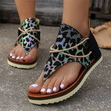 Skull & Flower & Leopard Print Back Zipper Beach Sandals for Women