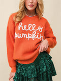 Cute Letter Crochet Female Crew Neck Long Sleeve Sweater