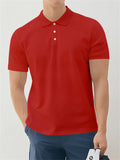 Men's Simple Solid Color Short Sleeve Polo Shirt