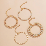 Female 4pcs/Set Adjustable Shiny Iced Out Rhinestone Bracelets