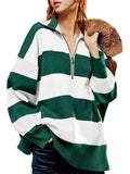 Ladies Trendy Half Zip Contrast Color Knitted Sweaters