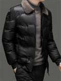 Men's Bee Letter Badge Fur Collar Down Coats