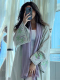 Female Coconut Tree Embroidery Muslim Cardigan Robe