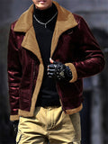 Men's Retro Faux Suede Plush Lined Bomber Jackets