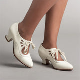 Ladies Elegant Hollow Out Lace Up Fashion Party Dance Pumps