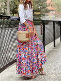 Fashionable Colorful Flower Ruffled Skirt for Lady