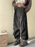 Men's Corduroy Lace Up Multi-Pocket Baggy Cargo Pants