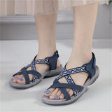 Ethnic Style Cross Strap Velcro Cozy Walking Sandals for Women