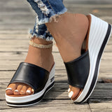 Female Contrast Color Slip-On Platform Slippers