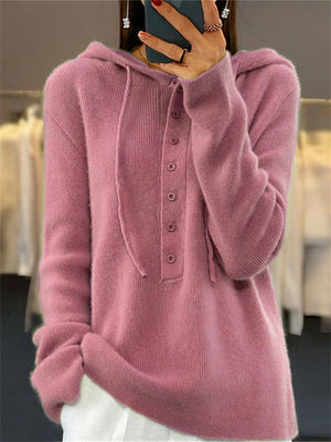 Leisure Solid Color Hooded Sweater for Ladies