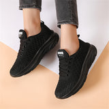 White & Black Classic Breathable Knitted Sports Shoes for Women