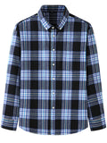 Retro Contrast Color Plaid Lapel Button Up Shirt for Men