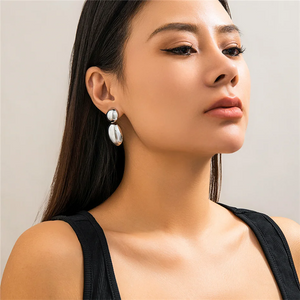 Ladies Round Ball Cobblestone Shaped Drop Earrings