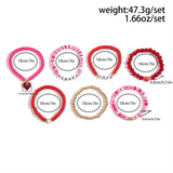 Female 7pcs/Set Trendy Love Heart Beaded Bracelets