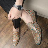 Men's Vintage Paisley Print Square Toe Party Dress Shoes