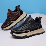 Crocodile Print Leather Platform Sneakers for Men