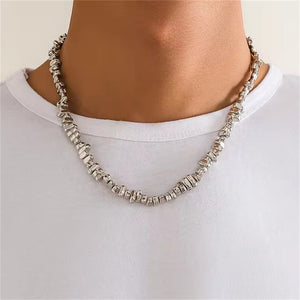 Silver Irregular Bead Hip-Hop Chain Necklace