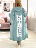 Women's "Smile" Print Loose Fit Sweater with Hood