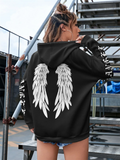 Unique Angel Wings Printed Hoodies for Women