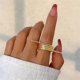 Simple Casual Metal Circle Opening Ring for Women