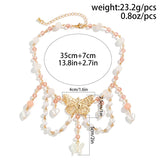 Romantic Butterfly Love Heart Pearl Pendant Necklace for Women