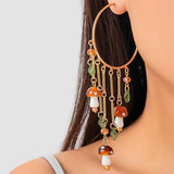 Cute Mini Mushroom & Leaf Tassel Earrings for Women