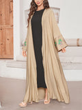 Female Coconut Tree Embroidery Muslim Cardigan Robe