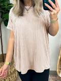 Female Comfortable Short Sleeve Pullover Ribbed T-shirts