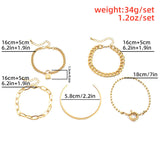 5Pcs/Set Female Gothic Metal Chain Lock Bracelets