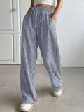 Women's Relaxed Lightweight Drawstring Striped Pants