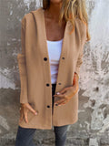 Female Leisure Button Up Hooded Spring Autumn Coat