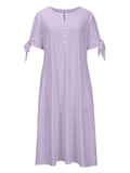 V Neck Hollow Out Breathable Summer Leisure Dress for Women