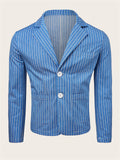 Men's Casual Stripe Notched Lapel Slim Fit Linen Coats