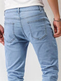 Men's Casual Fashionable Light Blue Stretchy Skinny Jeans