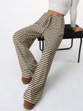 Women's Comfort Elastic Waist Striped Casual Straight Leg Pants