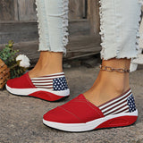 American Flag Print Cozy Canvas Loafers for Women