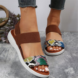 Snake Print Open Toe Non-Slip Sandals for Ladies