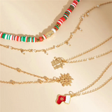 5pcs/Set Christmas Socks Gift Box Snowflake Pendant Necklaces