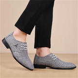 Men's Leisure Canvas Dress Shoes with Y-shaped Metal Trim