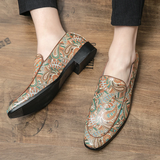 Men's Vintage Paisley Print Square Toe Party Dress Shoes