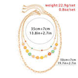 3Pcs/Set Colorful Daisy Metal Ring Chain Necklaces for Women