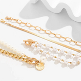 4pcs/Set OT Buckle Charm Imitation Pearl Bracelets